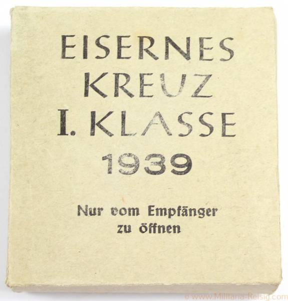 Umkarton für zum Eisernen Kreuz 1. Klasse 1939, Herst. Fritz Zimmermann Ordensfabrik