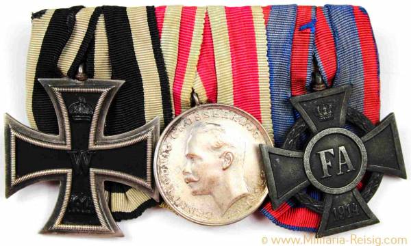 Ordensspange mit 3 Auszeichnungen, Kaiserreich, 1. Weltkrieg