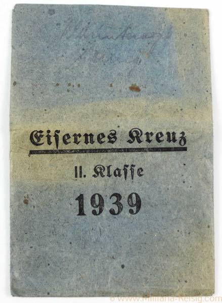 Verleihungstüte Eisernes Kreuz 2. Klasse, Arbeitsgemeinschaft für Heeresbedarf in der Graveur & Zise