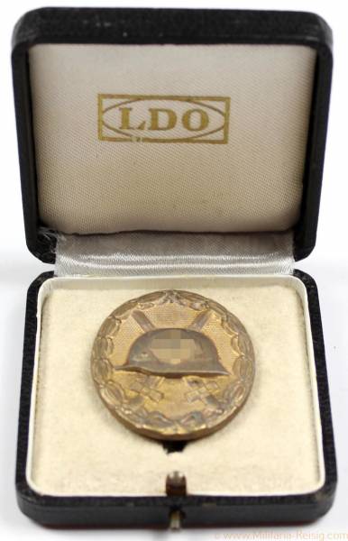 Verwundetenabzeichen in Gold 1939 im Etui, Herst. L22 (Glaser & Sohn Dresden)